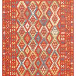 Cotton Turkish Kilim Rug Recycled Bohemian Flatweave Carpet - thumbnail 3