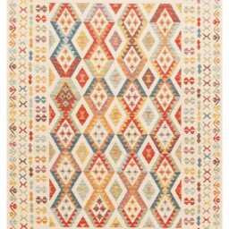Cotton Turkish Kilim Rug Recycled Bohemian Flatweave Carpet - thumbnail 2