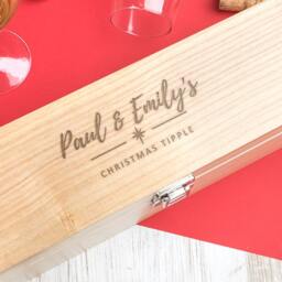 Engraved Wide Box, Personalised Wooden Wine Personalized Whiskey Storage, Christmas Gifts For Him, Couples Xmas Gift - thumbnail 2