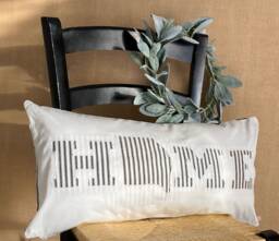 Farmhouse Lumbar Pillow Cover Ticking Stripe Home Accent, Custom State - thumbnail 1
