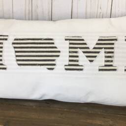 Farmhouse Lumbar Pillow Cover Ticking Stripe Home Accent, Custom State - thumbnail 2