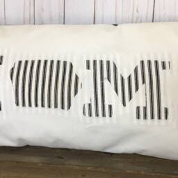 Farmhouse Lumbar Pillow Cover Ticking Stripe Home Accent, Custom State - thumbnail 3