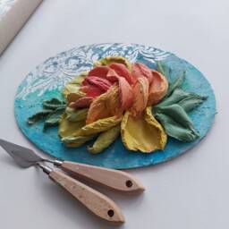 Sculptural Painting 3D, Sculpture Painting, Panels With Decorative Plaster, Three-Dimensional Plaster Roses, Stucco Molding, Impasto - thumbnail 3