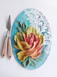 Sculptural Painting 3D, Sculpture Painting, Panels With Decorative Plaster, Three-Dimensional Plaster Roses, Stucco Molding, Impasto - thumbnail 1
