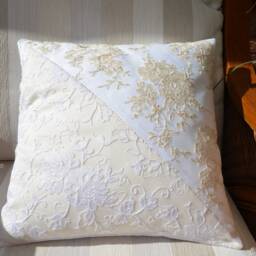Decorative Pillows, Pillow Cover, Pillowcase, Ecru Satin Cushion, Two Colours Pillowcase, Living Room Pillowcase, Handmade Pillowcase, Sofa - thumbnail 2