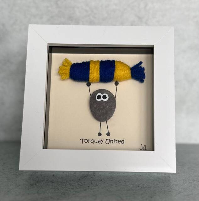 Torquay Frame - Art, Fan, Football Rock Pebble Gift For Him, Birthday Gift, Valentines - image 1