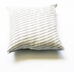 Ikat Pillow - Natural White Grey Zebra Stripe - Handwoven - 20x20 Throw Pillow - thumbnail 1