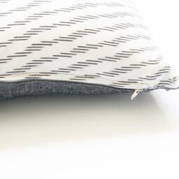 Ikat Pillow - Natural White Grey Zebra Stripe - Handwoven - 20x20 Throw Pillow - thumbnail 2