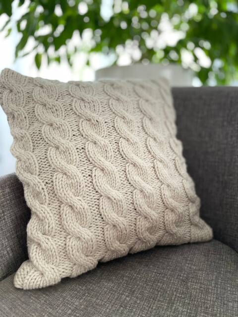 Cable Knit Pillow Cover, Cream, Ivory, Gray Or Blue Color, Throw Case - image 1