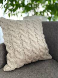 Cable Knit Pillow Cover, Cream, Ivory, Gray Or Blue Color, Throw Case - thumbnail 1