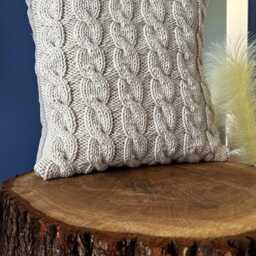 Cable Knit Pillow Cover, Cream, Ivory, Gray Or Blue Color, Throw Case - thumbnail 2