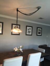 Swag Cluster Chandelier Off Center Ceiling Light Dining Room Fixture Custom 7 Pendant Dine Table Lighting - thumbnail 1