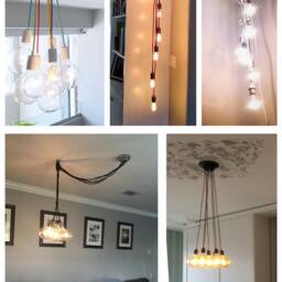 Swag Cluster Chandelier Off Center Ceiling Light Dining Room Fixture Custom 7 Pendant Dine Table Lighting - thumbnail 3