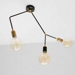 Nahia - Modern Black Brass Geometric Ceiling Lamp - 3-Arm Design Contemporary Lighting - thumbnail 2