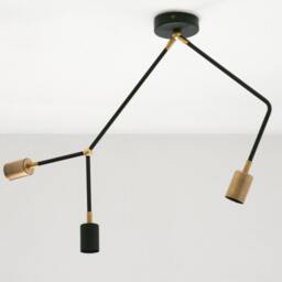 Nahia - Modern Black Brass Geometric Ceiling Lamp - 3-Arm Design Contemporary Lighting - thumbnail 3