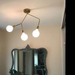 Nahia - Modern Black Brass Geometric Ceiling Lamp - 3-Arm Design Contemporary Lighting - thumbnail 4