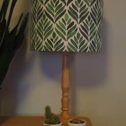 Leaf Lampshade Dark Green Abstract Watercolour Leaves Print Lamp Shade Cotton Fabric Drum Table Floor Or Ceiling Pendant Various Sizes - thumbnail 4