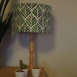Leaf Lampshade Dark Green Abstract Watercolour Leaves Print Lamp Shade Cotton Fabric Drum Table Floor Or Ceiling Pendant Various Sizes - thumbnail 3