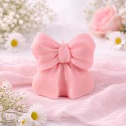 Bow Candle - Pink Decorative Soy Wax Handmade Scented Spring Home Decor Mother's Day Gift - thumbnail 3