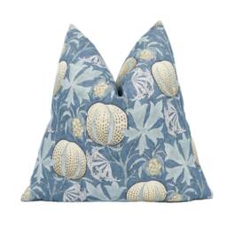 Gp & J Baker - Pumpkins Indigo Inspired 20Th Century Archival Bloc Print Designer Cushion Cover Luxury Throw Pillow Handmade Home - thumbnail 1