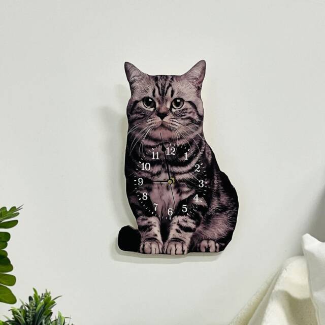 Custom Pet Portrait in Memory Of Cat Memorial Gift, Personalized Wall Clock, Loss Cat, Sympathy Remembrance Gift - image 1
