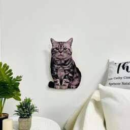 Custom Pet Portrait in Memory Of Cat Memorial Gift, Personalized Wall Clock, Loss Cat, Sympathy Remembrance Gift - thumbnail 2