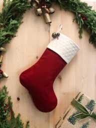 Personalized Red Flannel Christmas Stocking Farmhouse Style, Jingle Bells - thumbnail 1