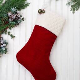 Personalized Red Flannel Christmas Stocking Farmhouse Style, Jingle Bells - thumbnail 3