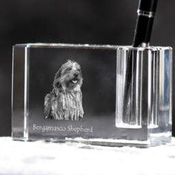 Bergamasco Shepherd, Crystal Pen Holder With Dog, Souvenir, Decoration, Limited Edition, Collection - thumbnail 2