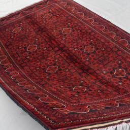 7.5x4.11 Ft Afghan Bukhara Rug Hand-Knotted Wool, Oriental Turkmen Design - thumbnail 3