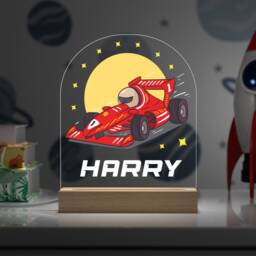 Racing Car Night Light, Personalised Red Gifts For Boys, Led Desk Table Lamp, Birthday Boys Bedroom Decor - thumbnail 2