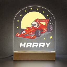 Racing Car Night Light, Personalised Red Gifts For Boys, Led Desk Table Lamp, Birthday Boys Bedroom Decor - thumbnail 3