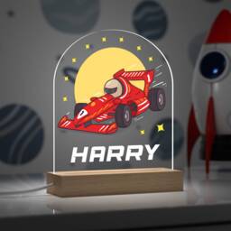 Racing Car Night Light, Personalised Boys Bedroom Led Lamp