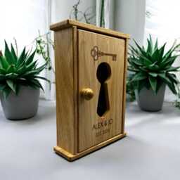 Personalised Wooden Key Box - Holder Cabinet Storage New Home Safe Gift Family Friend Present Keys - thumbnail 2