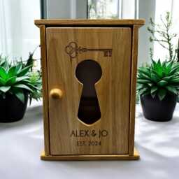 Personalised Wooden Key Box - Holder Cabinet Storage New Home Safe Gift Family Friend Present Keys - thumbnail 3