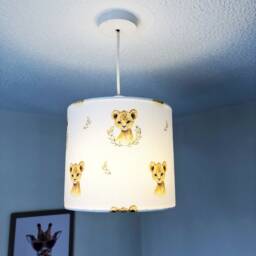 Lampshade - Nursery Ceiling Or Table Lampshade, Cute Cubs, Safari Lion Lampshade, Childrens Room Decor, Round Lampshade - thumbnail 4
