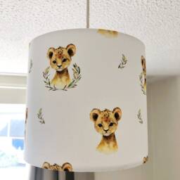 Lampshade - Nursery Ceiling Or Table Lampshade, Cute Cubs, Safari Lion Lampshade, Childrens Room Decor, Round Lampshade - thumbnail 3