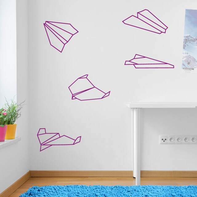 Paper Planes Origami Wall Sticker Set Decals Kids Decor Window Fun Vinyl A168 - image 1