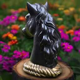 Fantasy Black Horse Statue Concrete Head Sculpture Outdoor Animal Decoration Handmade Front Door Ornament Horse Lover Gift - thumbnail 2