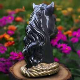 Fantasy Black Horse Statue Concrete Head Sculpture Outdoor Animal Decoration Handmade Front Door Ornament Horse Lover Gift - thumbnail 4