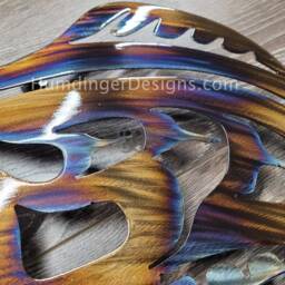 Salmon Metal Wall Art Hand-Polished Steel, Heat-Colored Finish - thumbnail 4