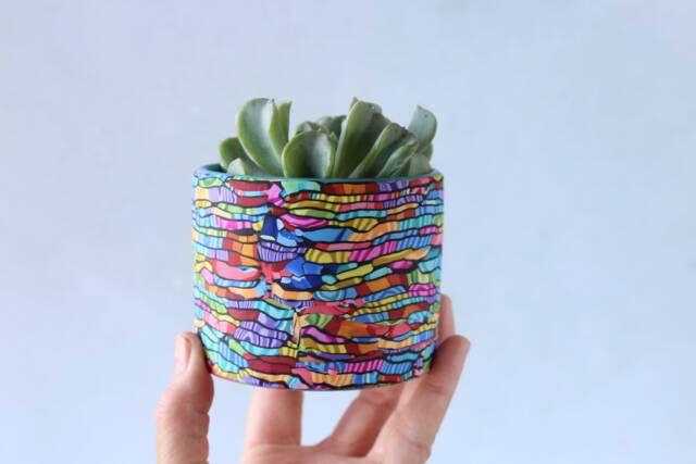 Colorful Indoor Mini Planter, Bright & Vibrant Statement Small Pot - image 1