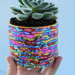Colorful Indoor Mini Planter, Bright & Vibrant Statement Small Pot - thumbnail 2