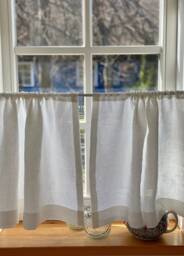 Curtains. Simple Natural Linen Curtain. White Cafe Farmhouse Kitchen Window Curtain Drapes. Custom - thumbnail 1