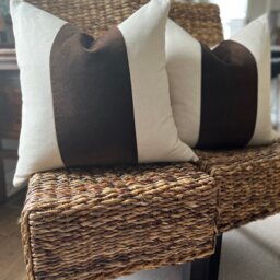 Classic Espresso Brown Velvet Panel With Oatmeal Linen Pillow Cover - thumbnail 2