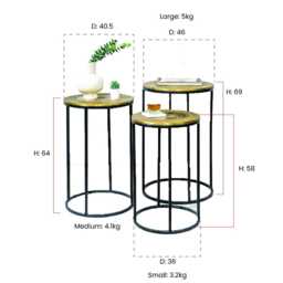 "Vintage Style Side Table With Embossed Brass Top Floral Design " - thumbnail 4