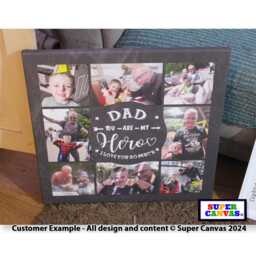 Dad Grandad Our Hero Fathers Day Handmade Personalised Daddy Picture Photo Frame Collage Framed Canvas Print Birthday Gift - thumbnail 2
