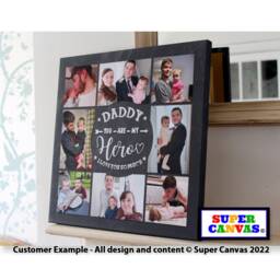 Dad Grandad Our Hero Fathers Day Handmade Personalised Daddy Picture Photo Frame Collage Framed Canvas Print Birthday Gift - thumbnail 3