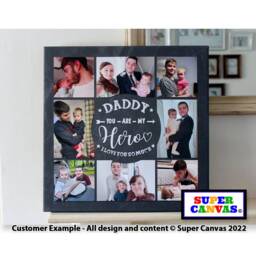 Dad Grandad Our Hero Fathers Day Handmade Personalised Daddy Picture Photo Frame Collage Framed Canvas Print Birthday Gift - thumbnail 1