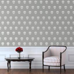 Skull Face Pattern Wall Decals - Gothic Halloween Decor - thumbnail 2